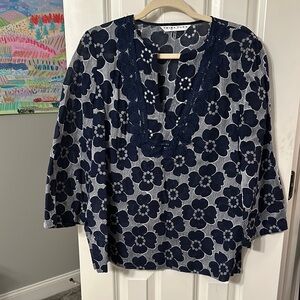 Trina Turk Navy Floral Women's Top